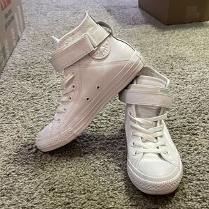 Converse All White High Top with Velcro strap